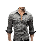 Herren Denim Hemd mit stylishen Pattentaschen und modischem Slim-Fit