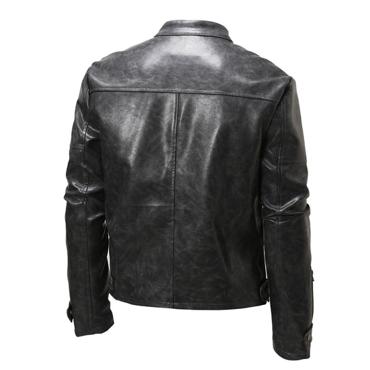 Herren Lederjacke mit Stehkragen