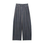 Damen weite High-Waist-Hose mit stilvollem Streifenmuster R&B