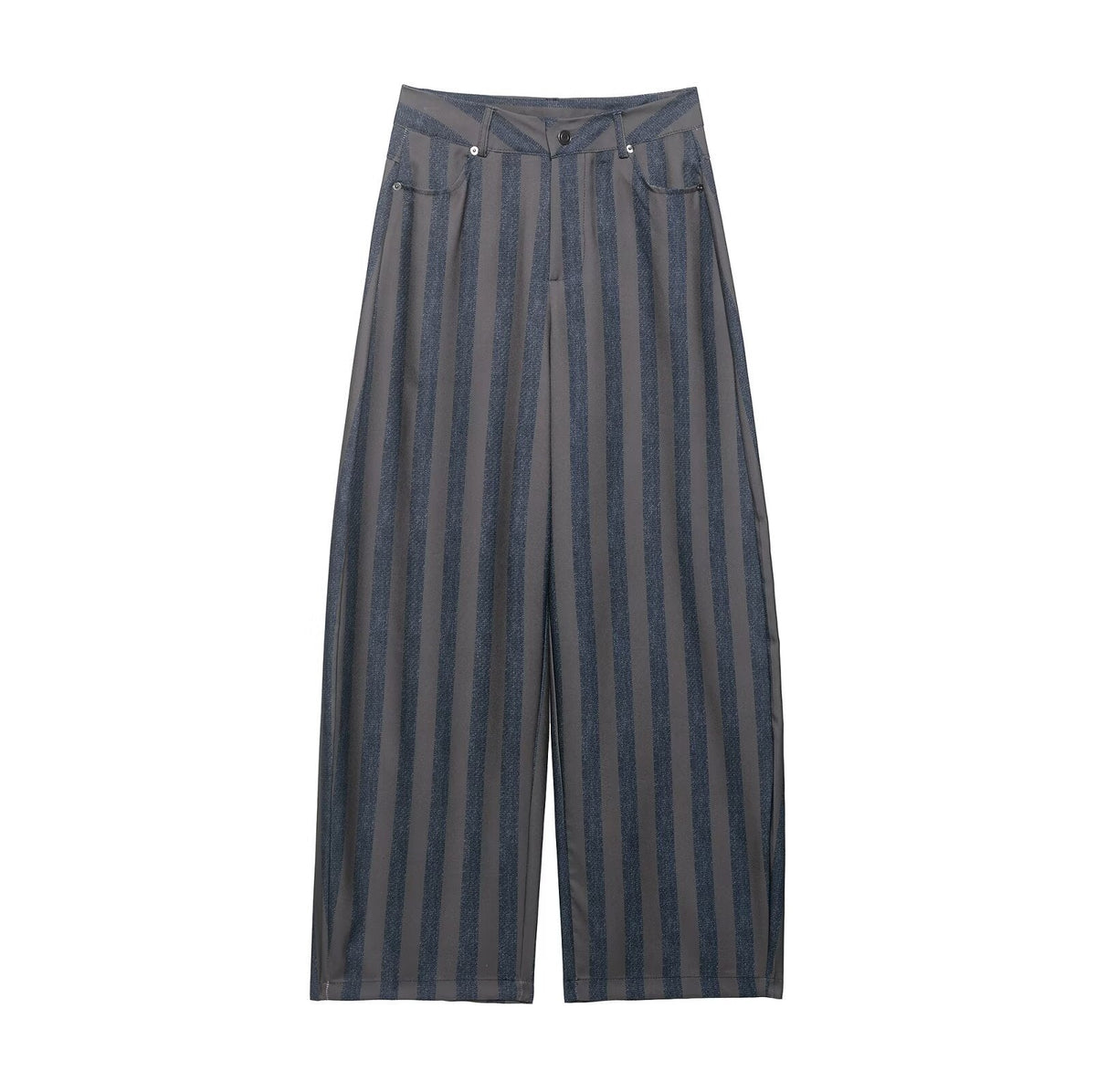 Damen weite High-Waist-Hose mit stilvollem Streifenmuster R&B