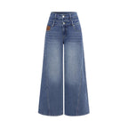Damen modische High-Waist Jeans mit weitem Bein