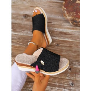 Damen Wedge-Sandalen mit eleganter Textil-Oberfläche und komfortabler Fußbettgestaltung R&B