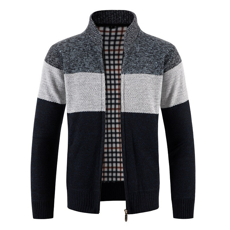 Herren Strickjacke mit modernem Reißverschluss und strukturiertem Muster R&B
