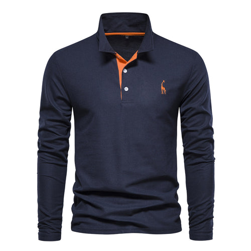 Herren Langarm Poloshirt mit modernem Kragen und atmungsaktiver Baumwollqualität R&B