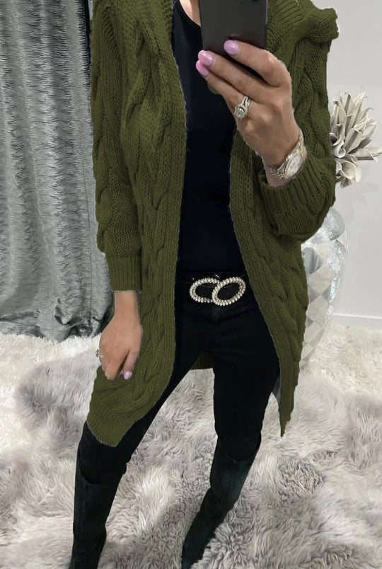 Damen Strickjacke mit tiefen Taschen und kunstvollem Zopfdesign R&B