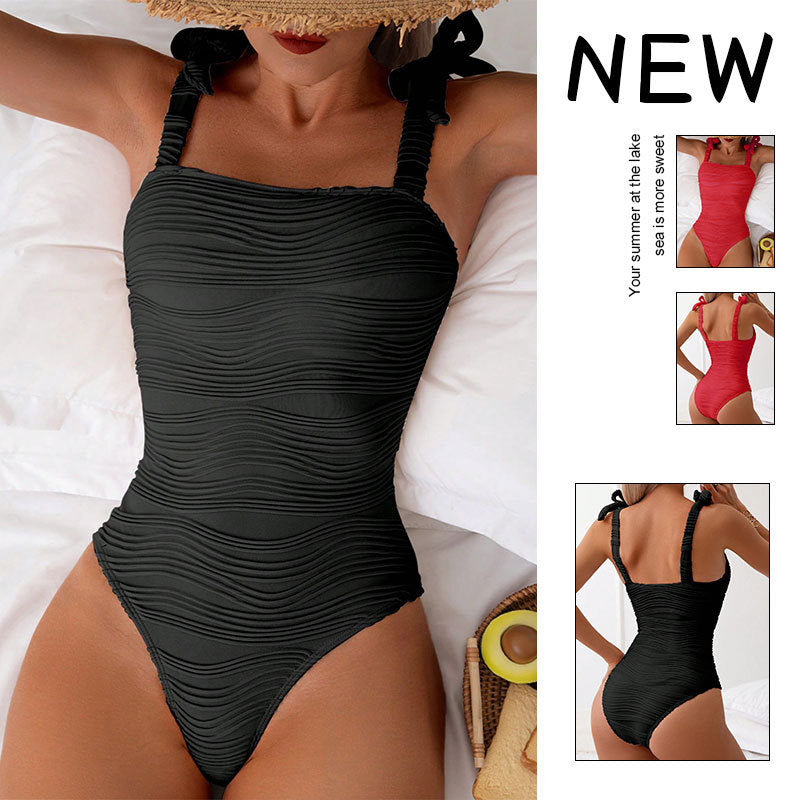 Damen Einteiler Badeanzug mit eleganter Raffung