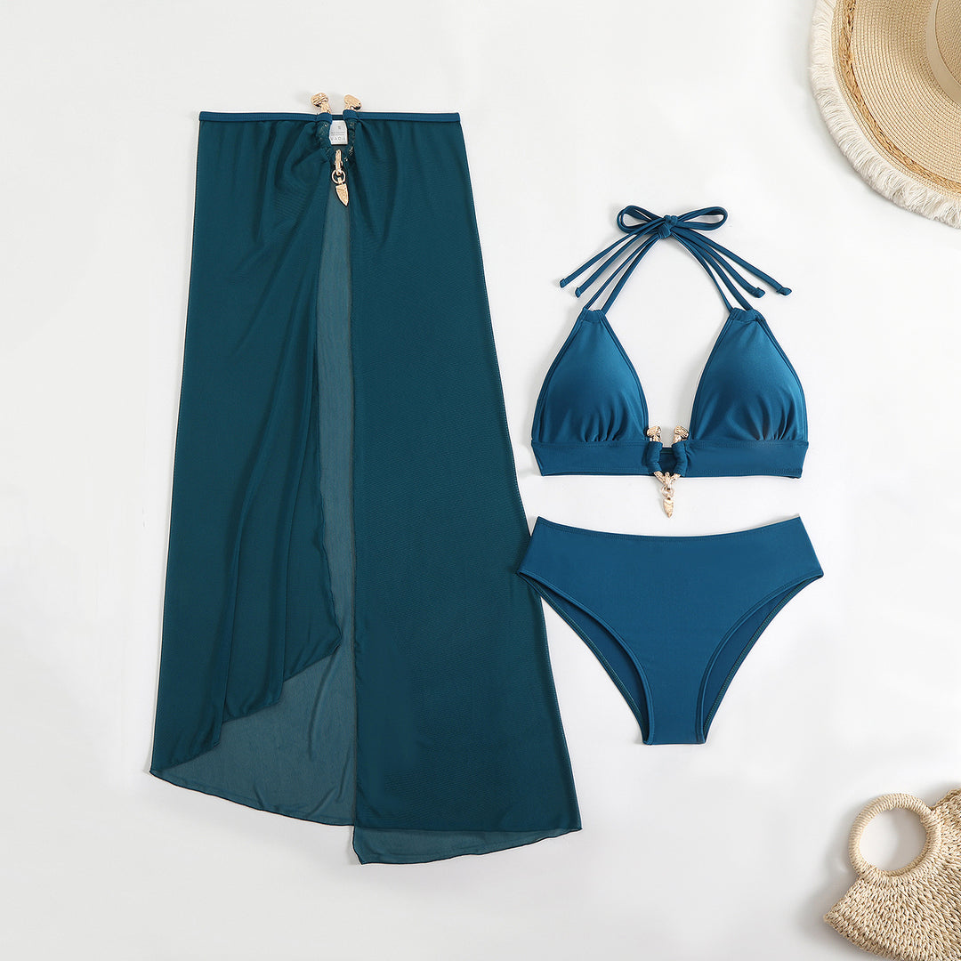 Damen Bikini-Set mit schickem Wickelrock und raffiniertem Halterneck R&B