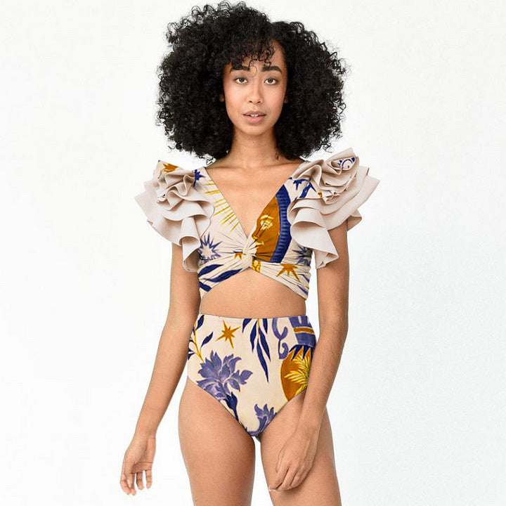 Damen elegantes Wickeloberteil und kombiniertes Rockset R&B