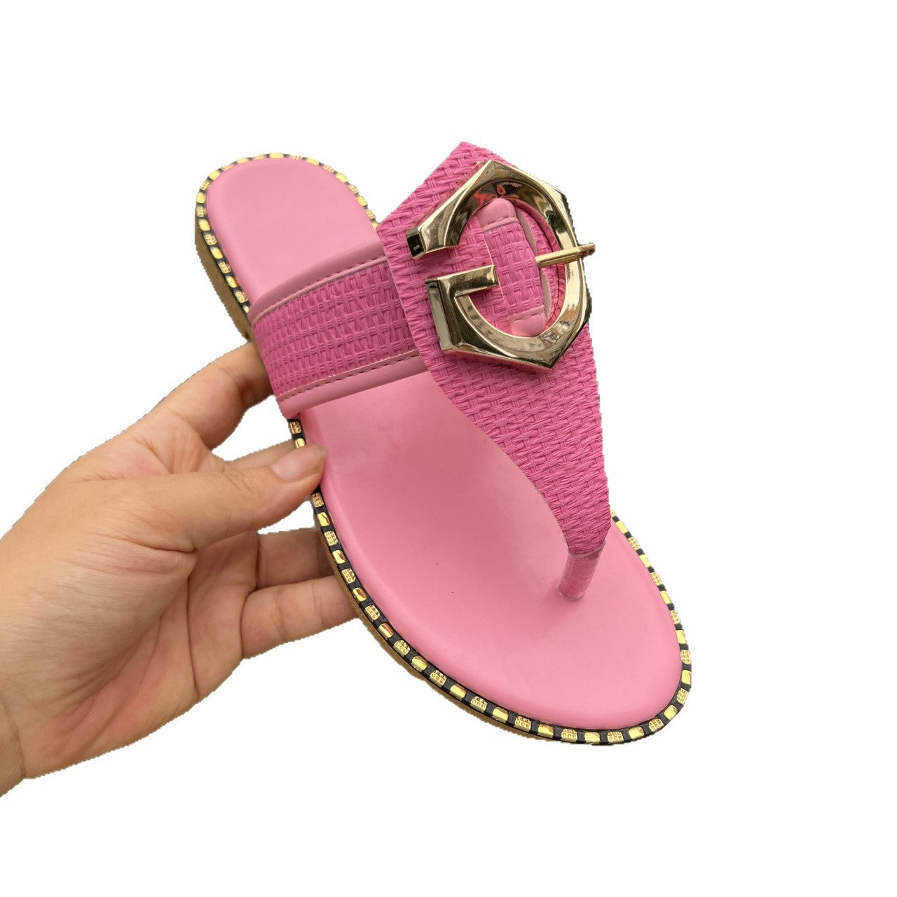 Damen modische Riemen-Sandalen mit zeitgemäßem Schmuckdetail und rutschfester Sohle R&B