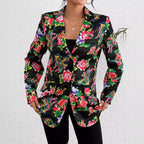 R&B | Blazer Slim Passform Maßgeschneiderter Schnitt Blumenmuster Weicher Glänzender Stoff