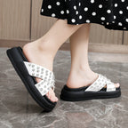 Damen Glitzernde Schlappen mit modischem Riemendesign und rutschfester Sohle R&B