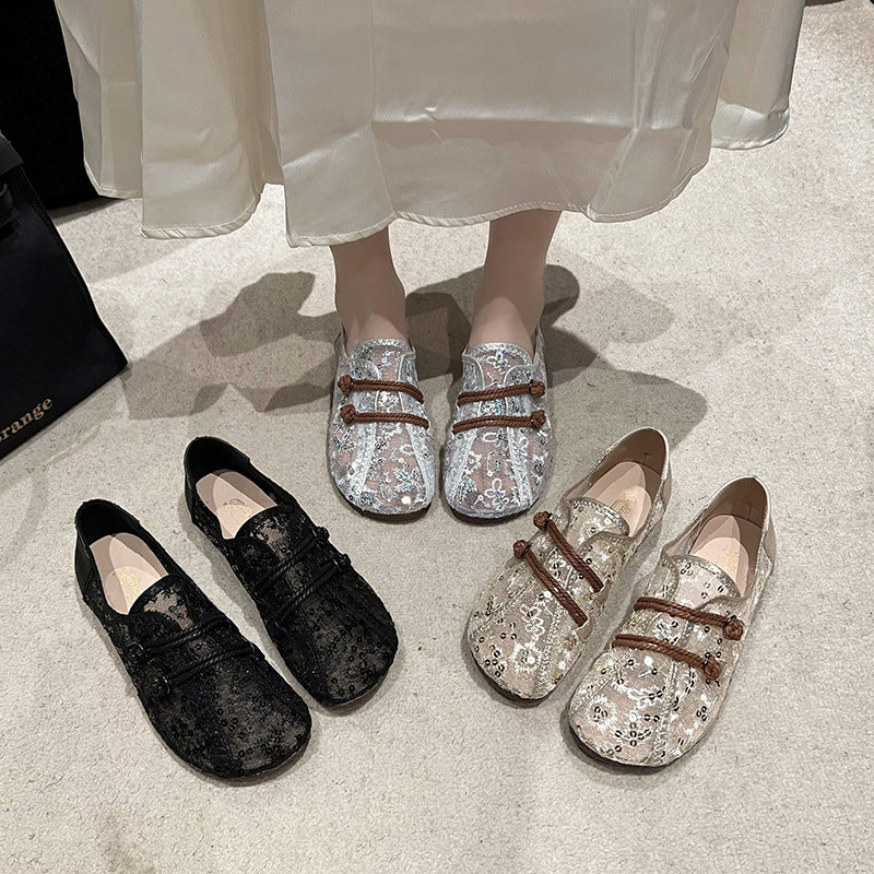 Damen Bequeme Slipper mit schimmerndem Paillettenmuster R&B
