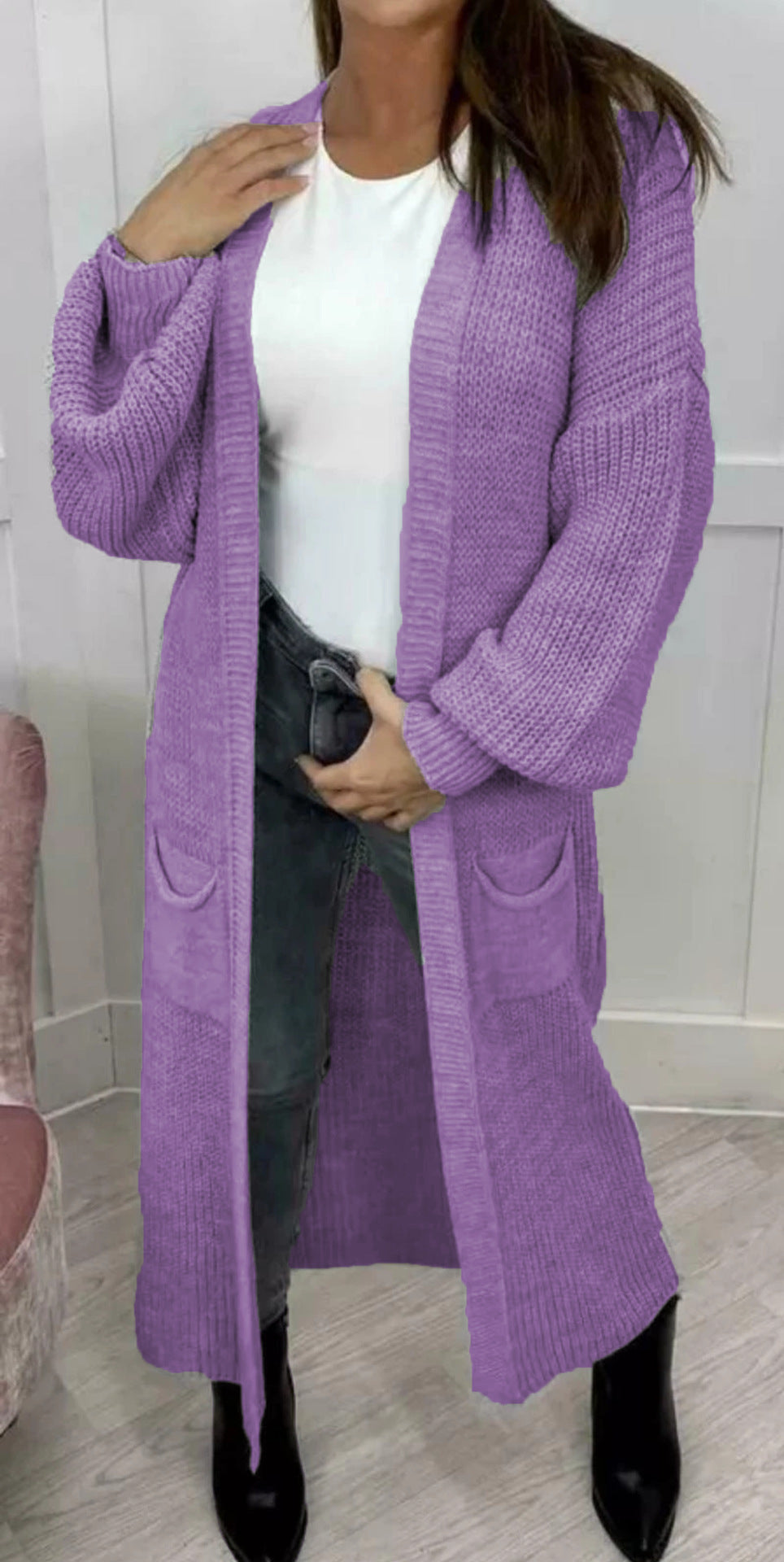 Damen Strickmantel mit tiefen Taschen und modernen Details R&B