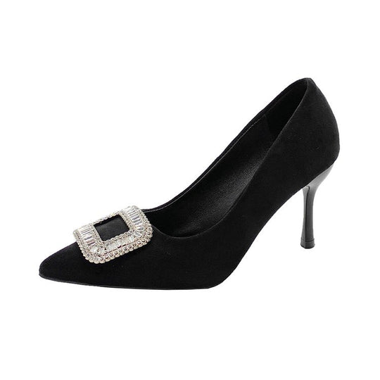 Damen elegante Pumps mit funkelndem Strass-Schleifenakzent R&B