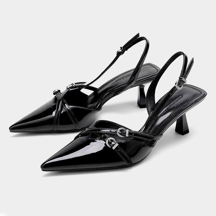 Damen Slingback High Heels mit glänzenden Akzenten R&B