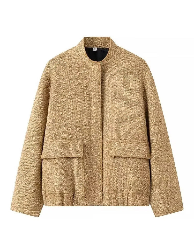 R&B | Gold Pailletten Stehkragenjacke