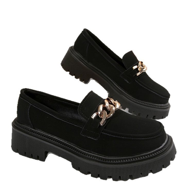 Damen Chunky Loafers mit modischen Kettenakzenten und rutschfester Sohle R&B