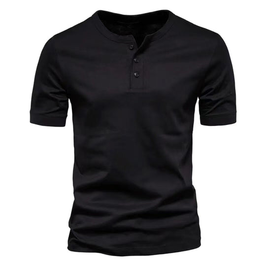 Herren Kurzarm-Henley-Shirt mit praktischer Knopfleiste und bequemer Passform R&B