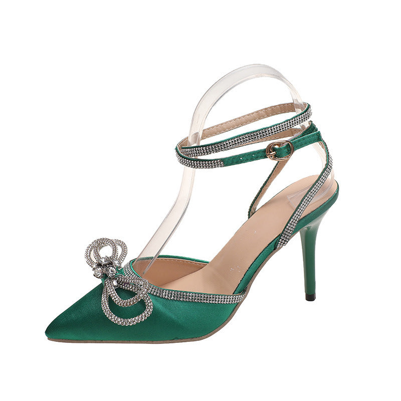 Damen elegante Slingback-Pumps mit funkelndem Schmuckverschluss R&B