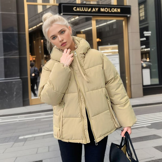 Damen modische Pufferjacke mit verstellbarer Kapuze und dicken Isolierungen R&B