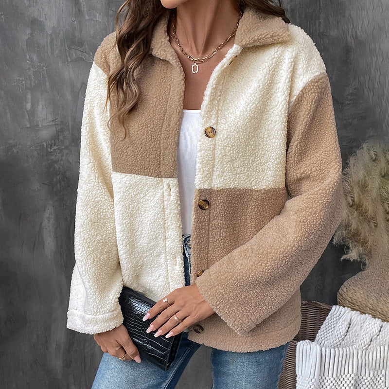 Damen Kuschelige Fleecejacke mit Karomuster und Knopfdetails R&B