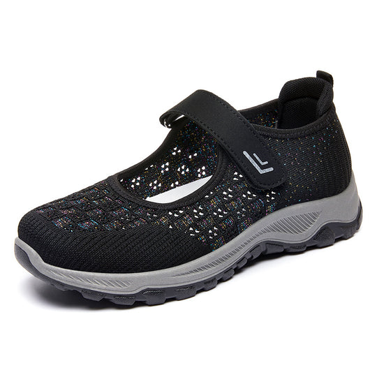 Damen Komfortable Slip-On Sportschuhe mit verstellbarem Klettverschluss und atmungsaktivem Obermaterial R&B