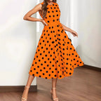 Damen A-Linie Kleid mit Polka-Dots
