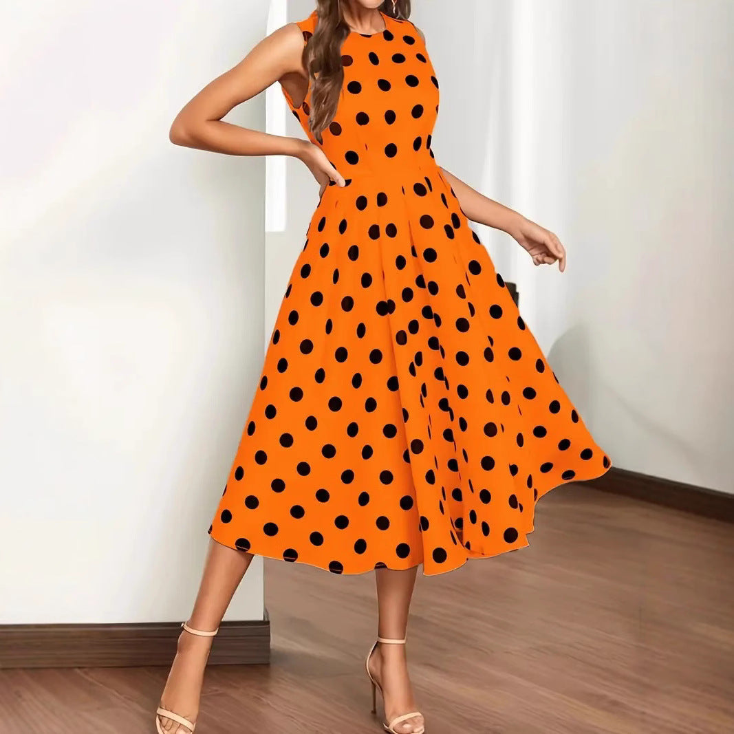 Damen A-Linie Kleid mit Polka-Dots