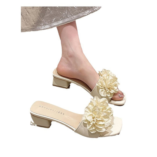 Damen dekorative Mules mit Blumenakzent R&B