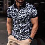 Herren Polo-Shirt mit aufregendem Leopardenmuster und modernem Schnitt