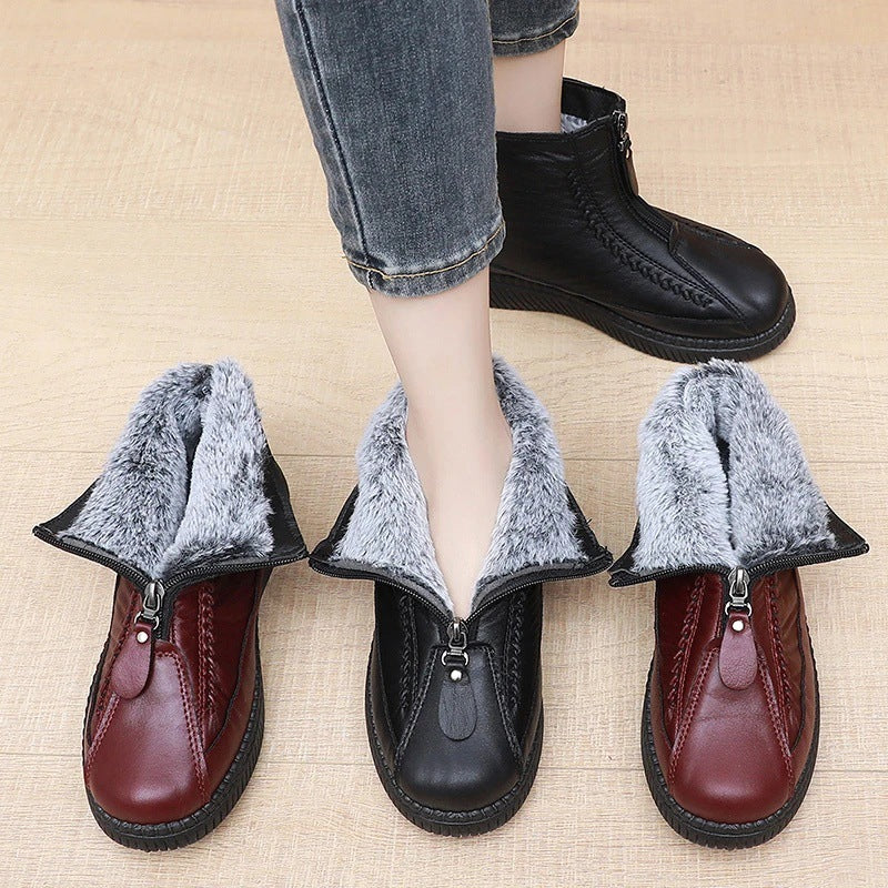Damen Modische Stiefeletten mit doppeltem Reißverschluss und rutschfester Sohle R&B