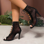 Damen peep-toe High-Heels mit eleganten Schnürdetails R&B