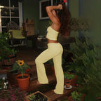 Damen Sommerliches Crop-Top und Palazzo-Hosen Set R&B
