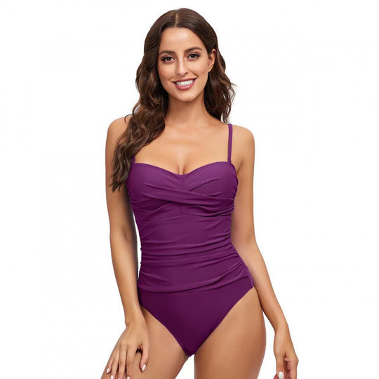 Damen Einteiler-Badeanzug mit modischem Wickel-Design R&B
