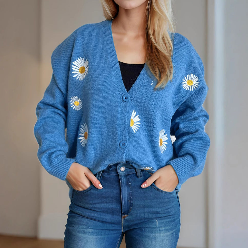 Damen Strickjacke mit floralen Applikationen R&B
