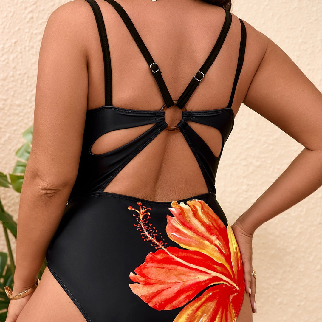 Damen Push-Up Badeanzug mit floralen Details R&B