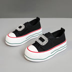 Damen Sneakers mit funkelndem Schnallen-Design und hoher Plattform R&B