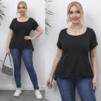 Damen Oberteil mit floralem Lochmuster R&B