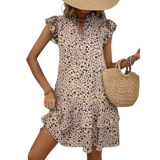 Damen Sommerliches Kleid mit Spitzenärmeln und aufwendig floralem Design R&B