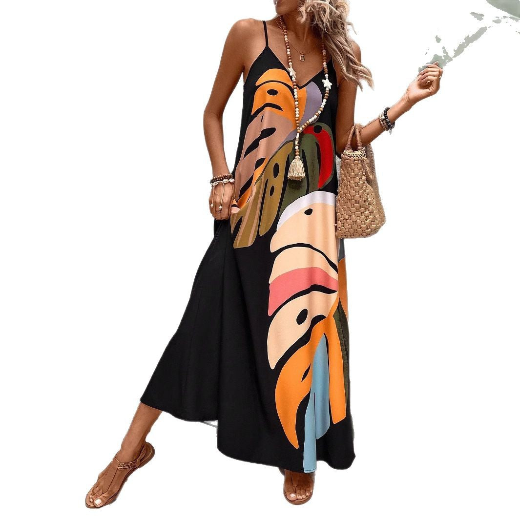 Damen Sommerliches Maxikleid mit buntem Blattdruck R&B