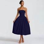Damen Maxikleid mit schulterfreiem Design und fließendem Schnitt R&B