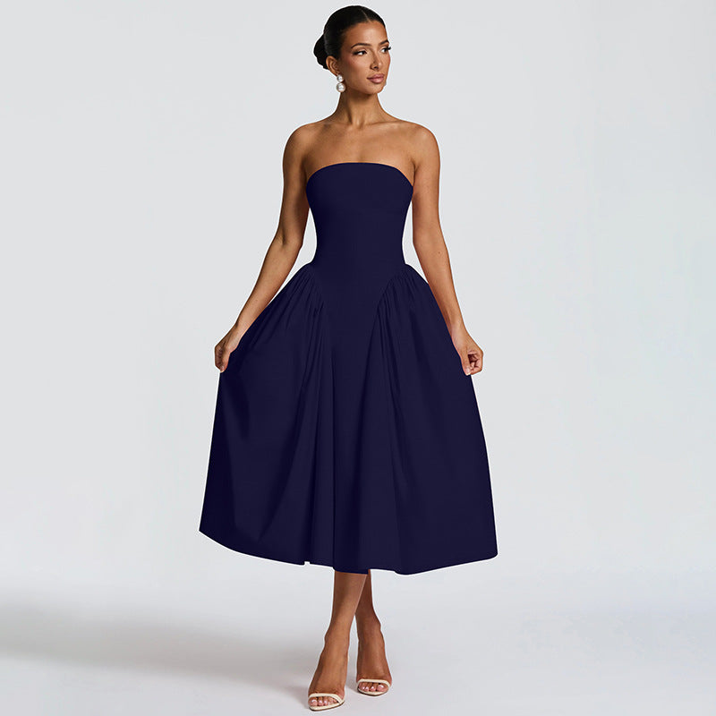 Damen Maxikleid mit schulterfreiem Design und fließendem Schnitt R&B