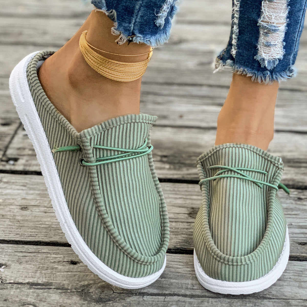 Damen Slip-On Mokassins mit attraktiver Rippstruktur R&B