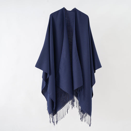 Damen Modischer Fransen-Poncho Aus Weichem Material mit Luxuriösem Fall R&B