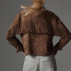 Damen Wildlederjacke mit Fransen und oversized Schnitt R&B