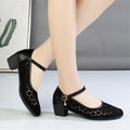 Damen Elegante Ballerinas mit stilvoller Spitzeneinlage und bequemem Blockabsatz R&B