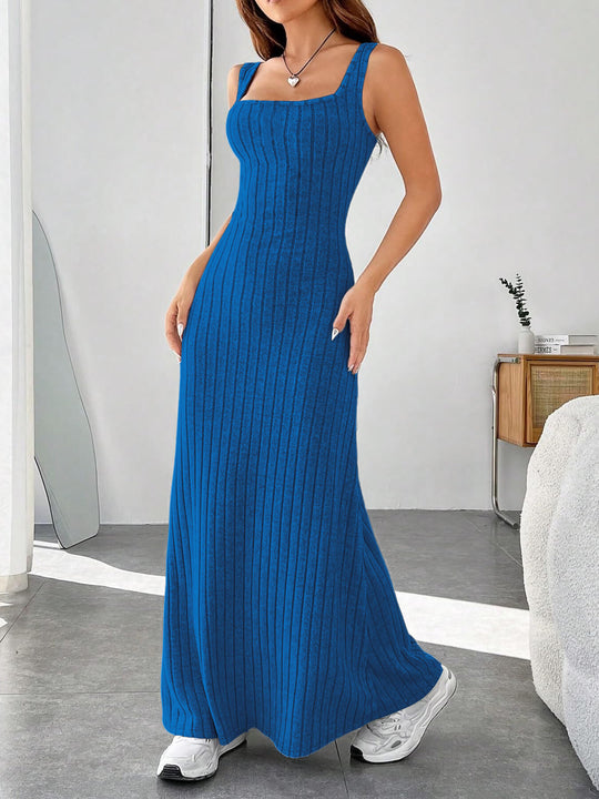 Damen Maxikleid mit figurbetonendem Schnitt und raffinierten Rippstrukturen R&B