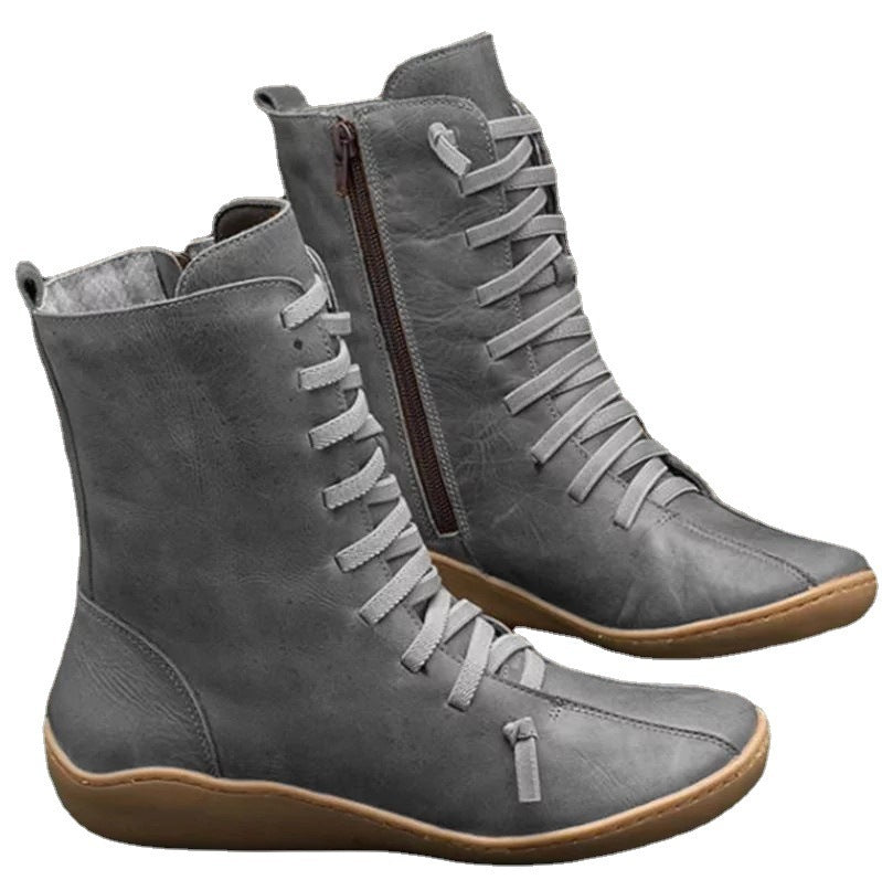 Damen Schnürstiefel mit elastischem Schaft und rutschfester Sohle R&B