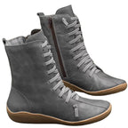 Damen Schnürstiefel mit elastischem Schaft und rutschfester Sohle R&B