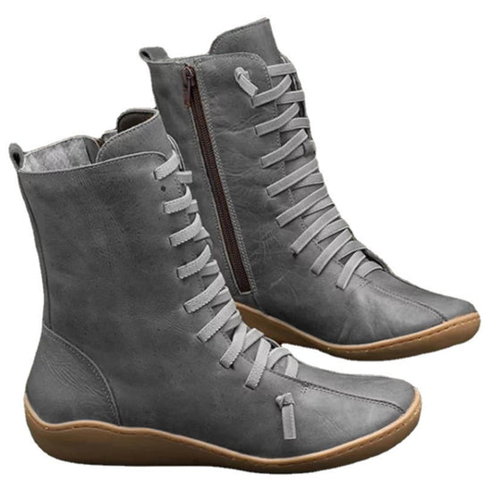 Damen Schnürstiefel mit elastischem Schaft und rutschfester Sohle R&B